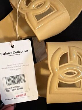 Dolce & Gabbana Beige Logo Slide Sandals